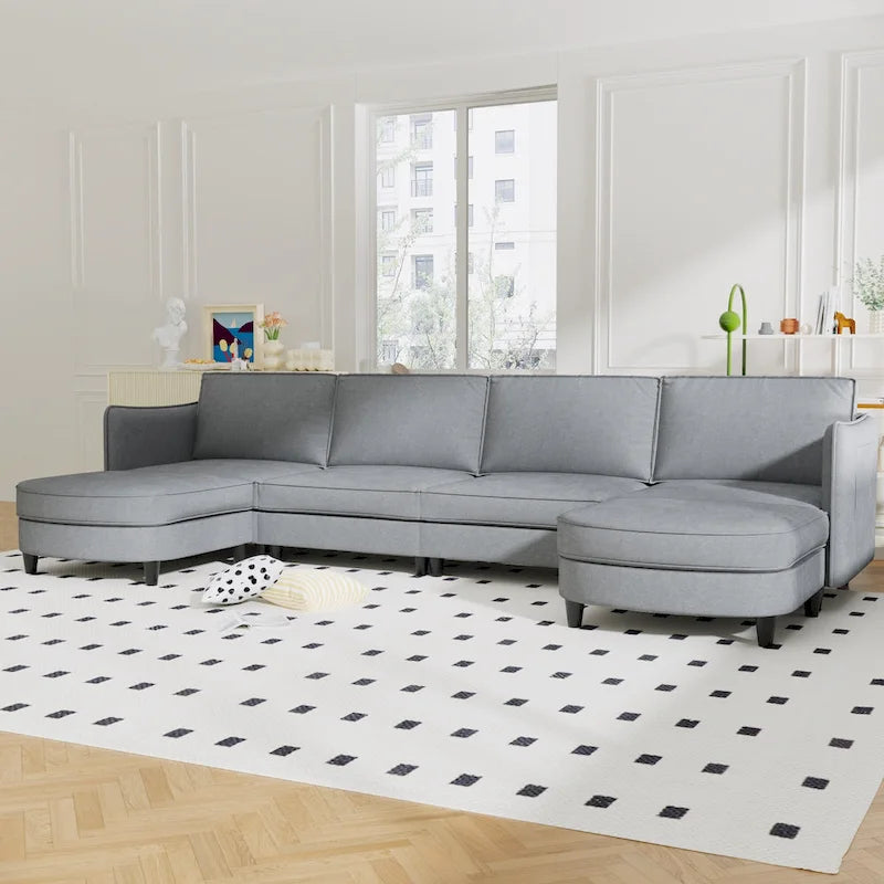 Christopher Knight Home - Benjamin Grand 6-Sitzer U-förmiges Sofa mit beweglichem Ottoman und praktischen Aufbewahrungstaschen