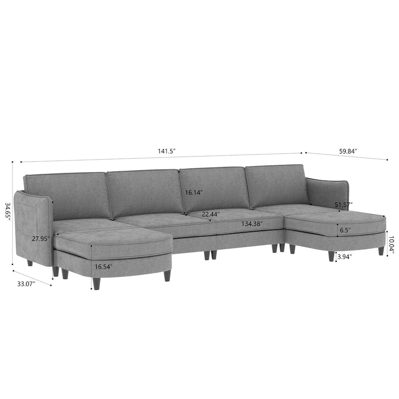 Christopher Knight Home - Benjamin Grand 6-Sitzer U-förmiges Sofa mit beweglichem Ottoman und praktischen Aufbewahrungstaschen