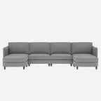 Christopher Knight Home - Benjamin Grand 6-Sitzer U-förmiges Sofa mit beweglichem Ottoman und praktischen Aufbewahrungstaschen