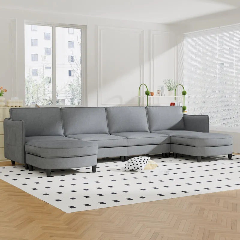 Christopher Knight Home - Benjamin Grand 6-Sitzer U-förmiges Sofa mit beweglichem Ottoman und praktischen Aufbewahrungstaschen