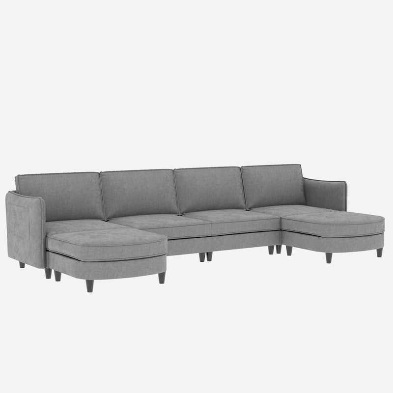 Christopher Knight Home - Benjamin Grand 6-Sitzer U-förmiges Sofa mit beweglichem Ottoman und praktischen Aufbewahrungstaschen