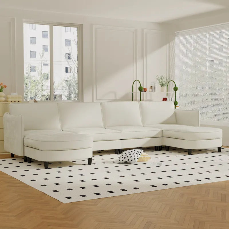 Christopher Knight Home - Benjamin Grand 6-Sitzer U-förmiges Sofa mit beweglichem Ottoman und praktischen Aufbewahrungstaschen