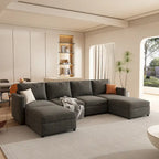 Christopher Knight Home - Stellar modulares U-förmiges Schlafsofa mit Stauraum, 6 Sitze, Ottoman und Chenille-Stoff