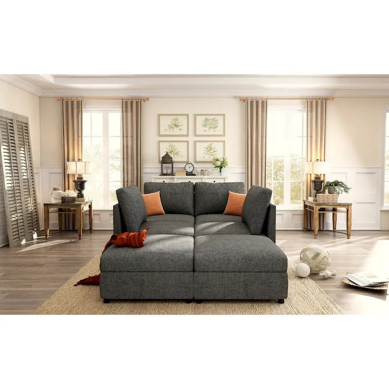 Christopher Knight Home - Stellar modulares U-förmiges Schlafsofa mit Stauraum, 6 Sitze, Ottoman und Chenille-Stoff