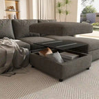 Christopher Knight Home - Stellar modulares U-förmiges Schlafsofa mit Stauraum, 6 Sitze, Ottoman und Chenille-Stoff