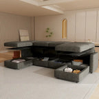Christopher Knight Home - Stellar modulares U-förmiges Schlafsofa mit Stauraum, 6 Sitze, Ottoman und Chenille-Stoff