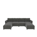 Christopher Knight Home - Stellar modulares U-förmiges Schlafsofa mit Stauraum, 6 Sitze, Ottoman und Chenille-Stoff