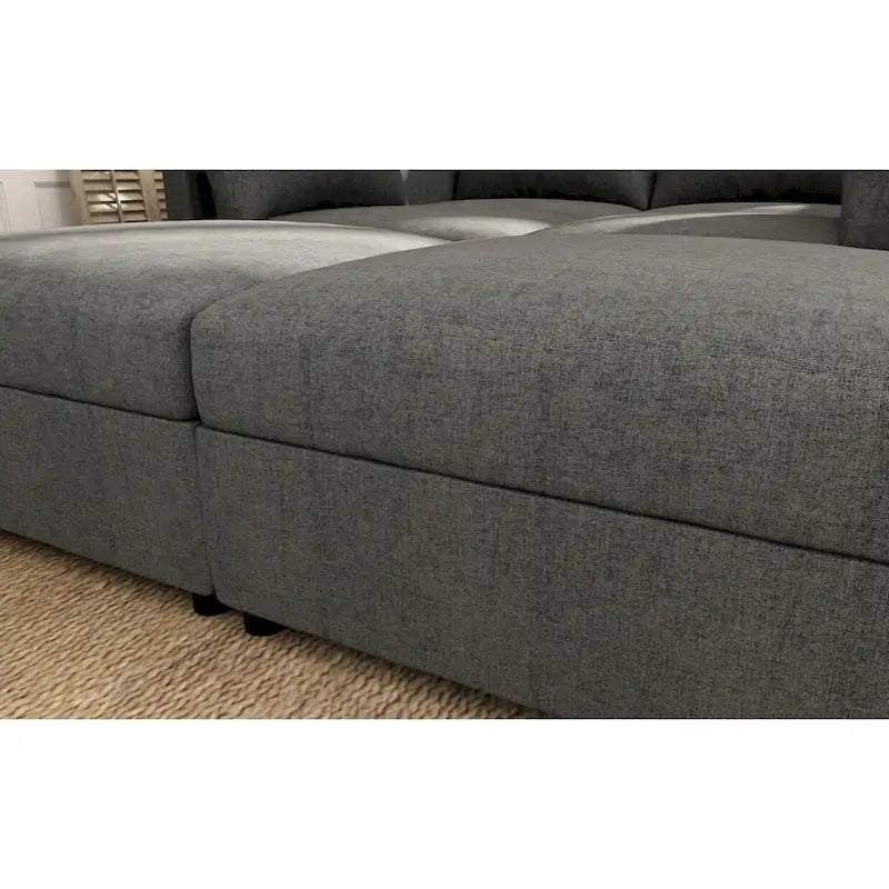 Christopher Knight Home - Stellar modulares U-förmiges Schlafsofa mit Stauraum, 6 Sitze, Ottoman und Chenille-Stoff