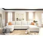 Christopher Knight Home - Stellar modulares U-förmiges Schlafsofa mit Stauraum, 6 Sitze, Ottoman und Chenille-Stoff