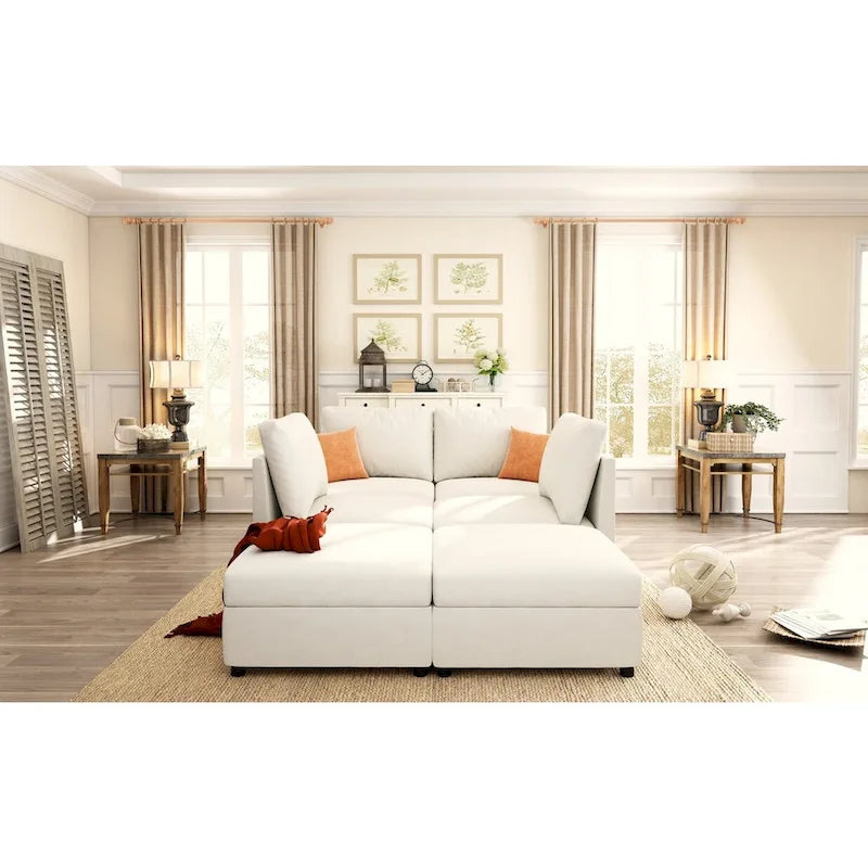 Christopher Knight Home - Stellar modulares U-förmiges Schlafsofa mit Stauraum, 6 Sitze, Ottoman und Chenille-Stoff