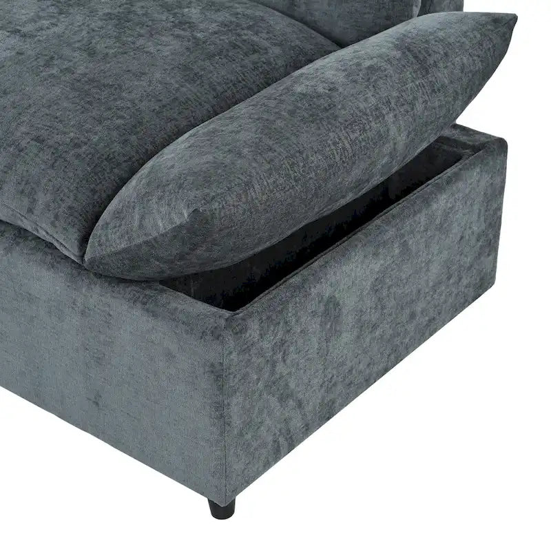 Christopher Knight Home – Harper 115 modulares Polstersofa mit Plüschkissen und versteckten Staufächern