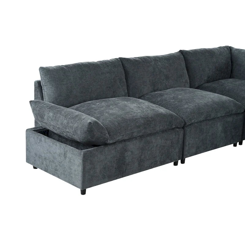 Christopher Knight Home – Harper 115 modulares Polstersofa mit Plüschkissen und versteckten Staufächern