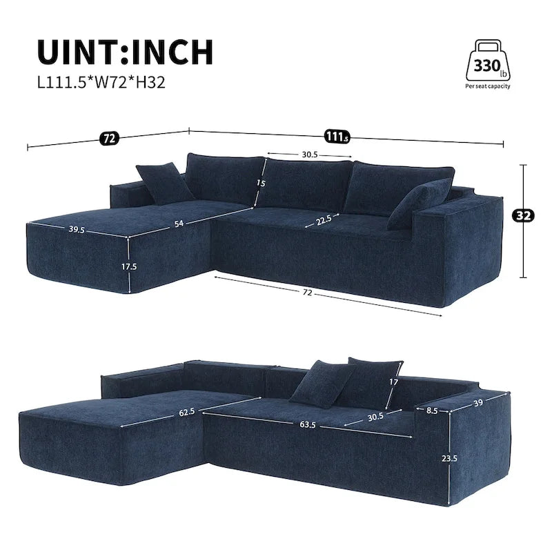 Zab Chenille zweiteiliges Sektionalsofa von GDFStudio