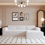 Christopher Knight Home - 109 Modern Modular Sectional Sofa, Teddy Fabric L-Shaped Couch with Chaise & Pillows