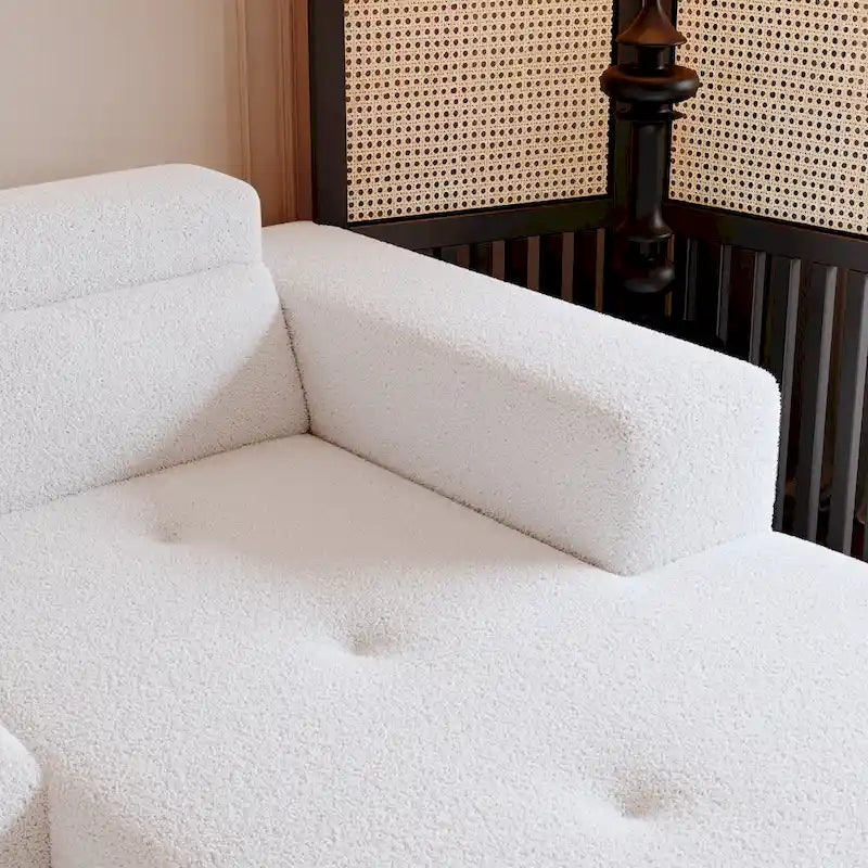 Christopher Knight Home - 109 Modernes modulares Sektionssofa, L-förmige Couch aus Teddy-Stoff mit Recamiere und Kissen