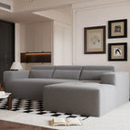 Christopher Knight Home - 109 Modernes modulares Sektionssofa, L-förmige Couch aus Teddy-Stoff mit Recamiere und Kissen