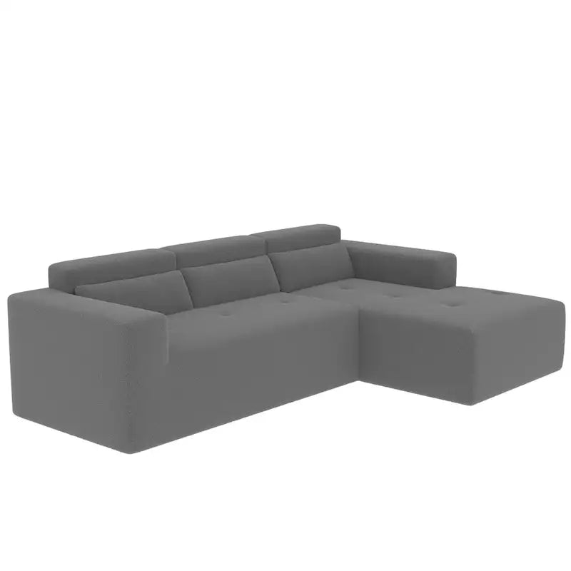 Christopher Knight Home - 109 Modernes modulares Sektionssofa, L-förmige Couch aus Teddy-Stoff mit Recamiere und Kissen