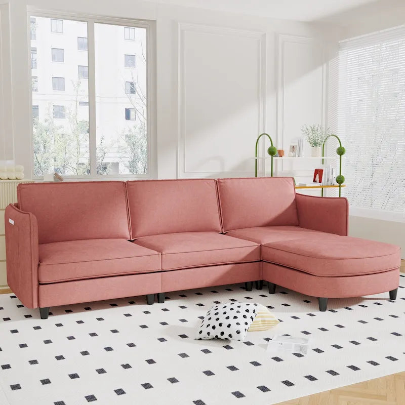 Christopher Knight Home - Benjamin Geräumiges 3-Sitzer L-förmiges Sofa mit beweglicher Ottomane und Aufbewahrungstaschen