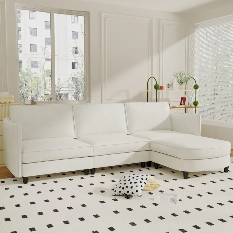 Christopher Knight Home - Benjamin Geräumiges 3-Sitzer L-förmiges Sofa mit beweglicher Ottomane und Aufbewahrungstaschen