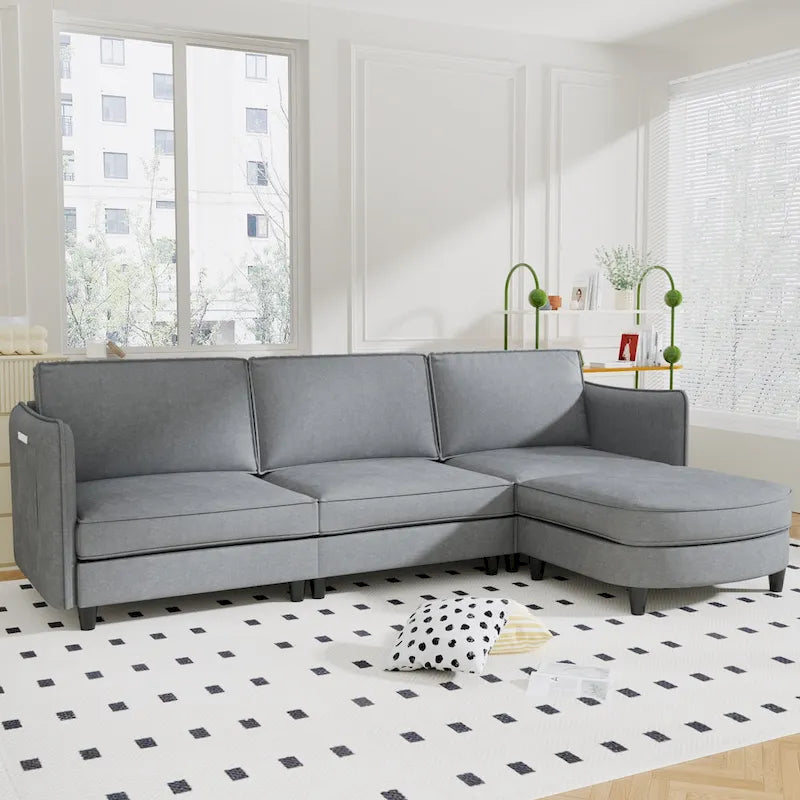 Christopher Knight Home - Benjamin Geräumiges 3-Sitzer L-förmiges Sofa mit beweglicher Ottomane und Aufbewahrungstaschen