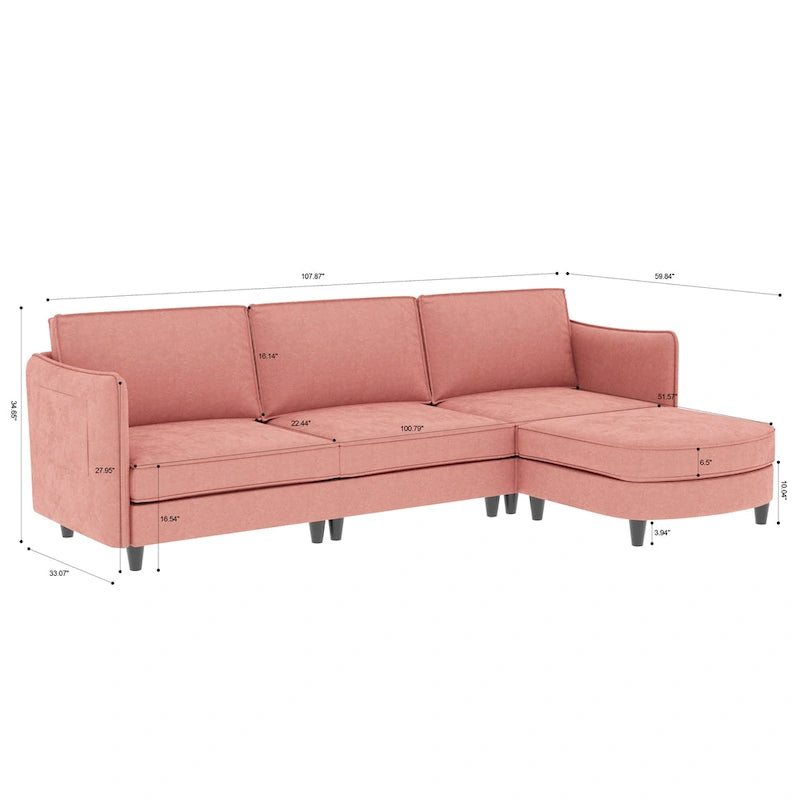 Christopher Knight Home - Benjamin Geräumiges 3-Sitzer L-förmiges Sofa mit beweglicher Ottomane und Aufbewahrungstaschen