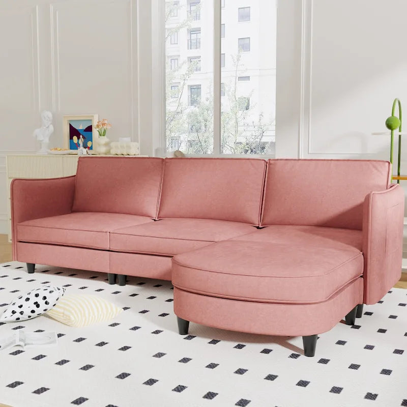 Christopher Knight Home - Benjamin Geräumiges 3-Sitzer L-förmiges Sofa mit beweglicher Ottomane und Aufbewahrungstaschen