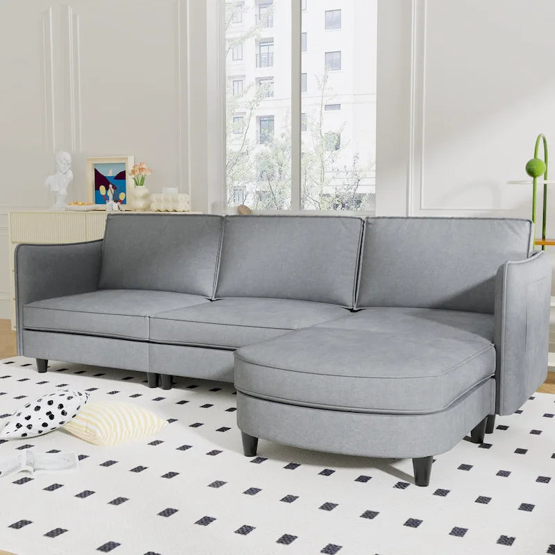 Christopher Knight Home - Benjamin Geräumiges 3-Sitzer L-förmiges Sofa mit beweglicher Ottomane und Aufbewahrungstaschen