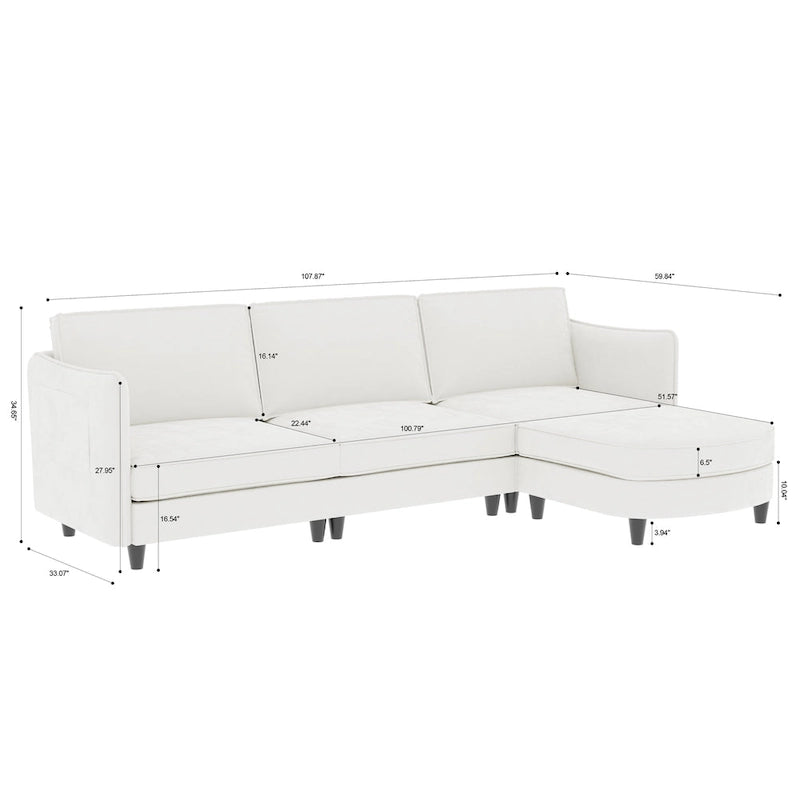 Christopher Knight Home - Benjamin Geräumiges 3-Sitzer L-förmiges Sofa mit beweglicher Ottomane und Aufbewahrungstaschen