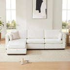 Mia L-shape Oversized Modular Sectional Fabric Sofa with Upgraded Wood Base