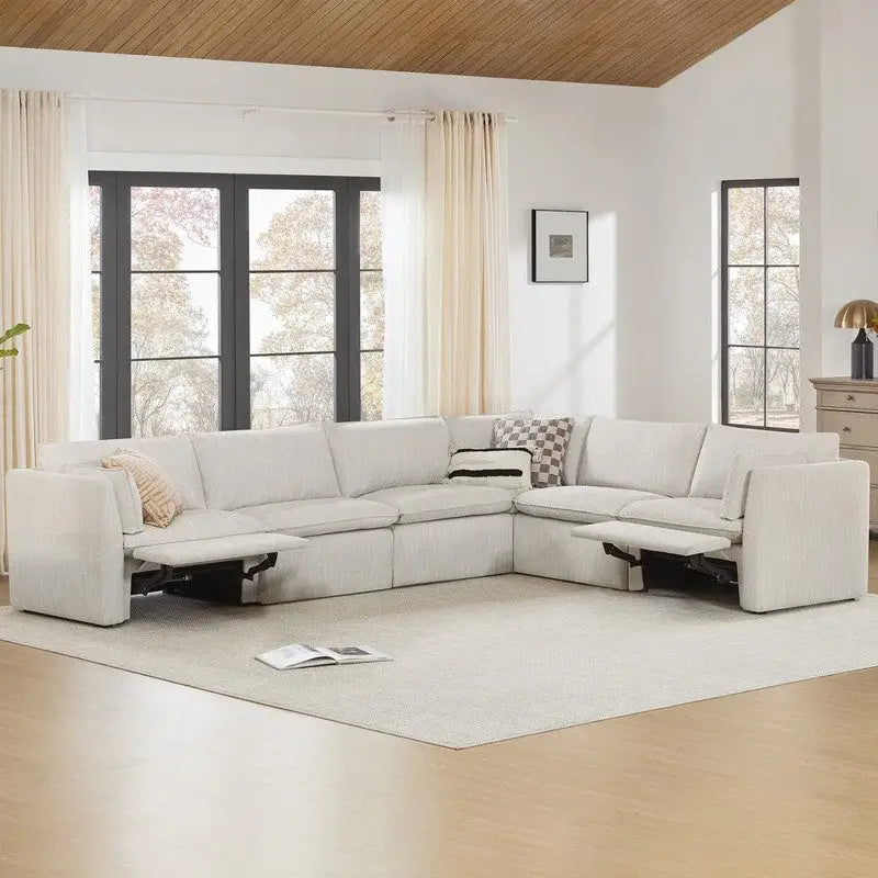 Cypress 141W L-förmiges Power Sectional Sofa mit elektrischen Fußstützen