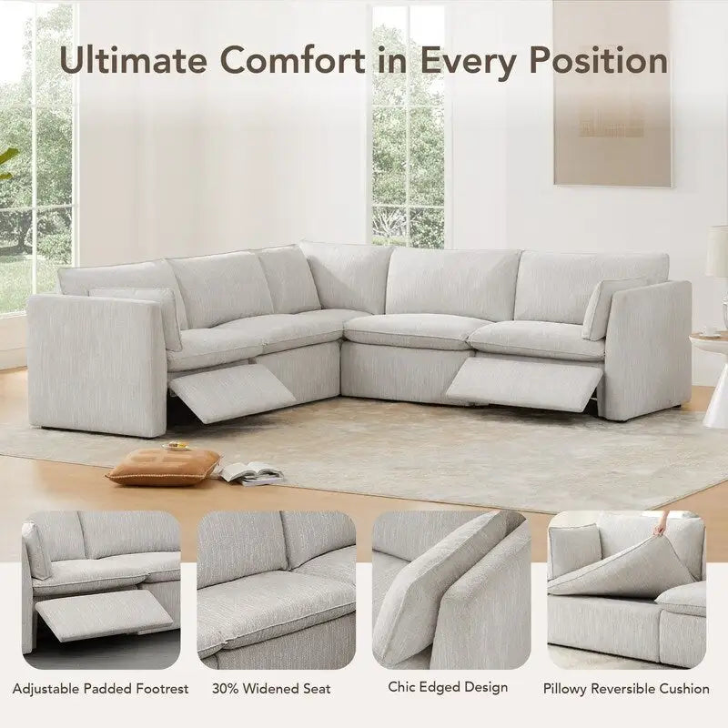Cypress 141W L-förmiges Power Sectional Sofa mit elektrischen Fußstützen