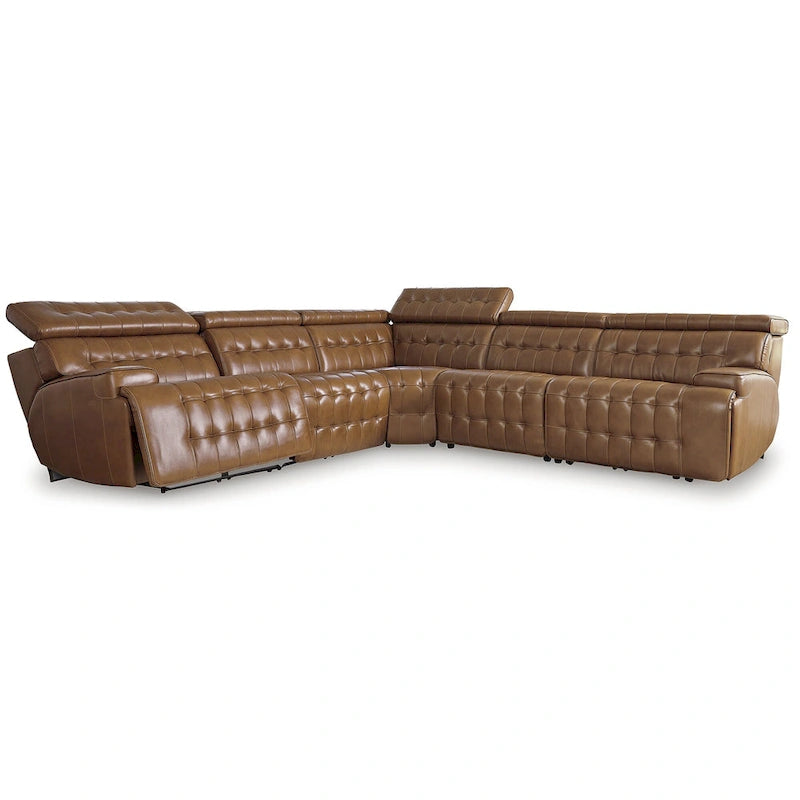 Signature Design by Ashley Temmpton mittelbraunes 5-teiliges motorisiertes Sektionssofa – 279B x 279T x 86H