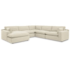 Signature Design by Ashley Elyza Elfenbeinfarbenes 5-teiliges Sektionalsofa mit Chaiselongue – 135B x 135T x 36H