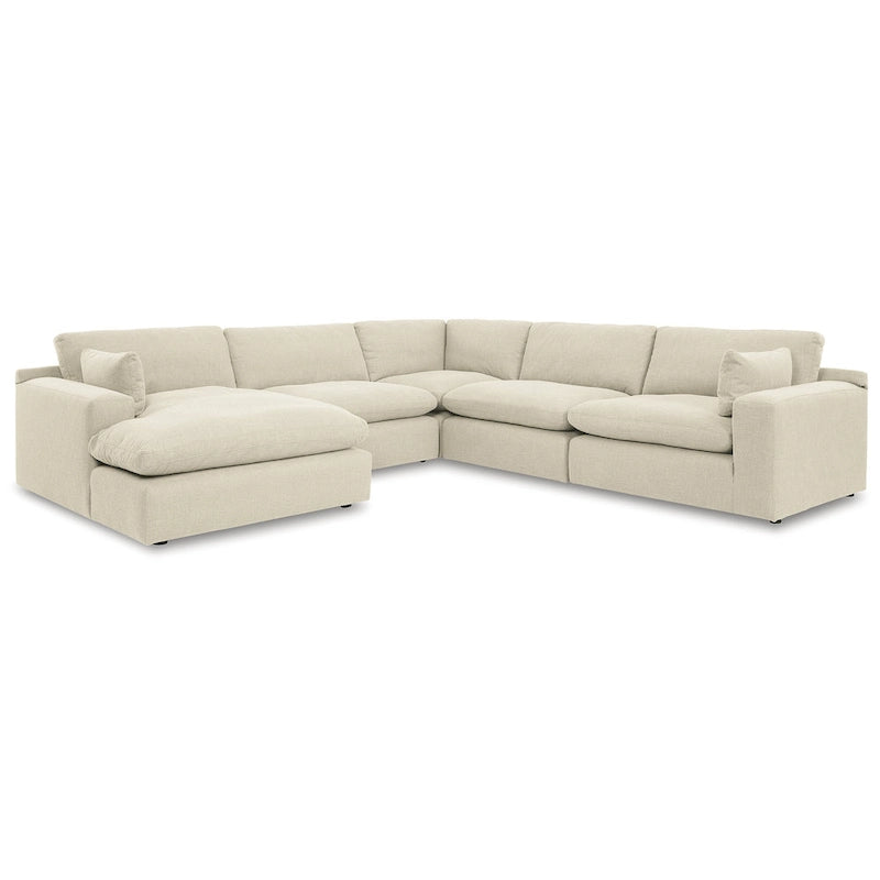 Signature Design by Ashley Elyza Elfenbeinfarbenes 5-teiliges Sektionalsofa mit Chaiselongue – 135B x 135T x 36H