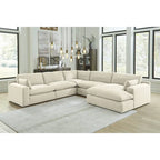 Signature Design by Ashley Elyza Elfenbeinfarbenes 5-teiliges Sektionalsofa mit Chaiselongue – 135B x 135T x 36H
