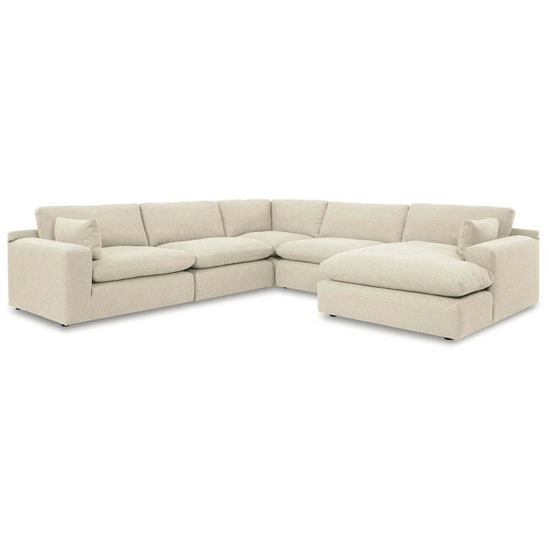 Signature Design by Ashley Elyza Elfenbeinfarbenes 5-teiliges Sektionalsofa mit Chaiselongue – 135B x 135T x 36H