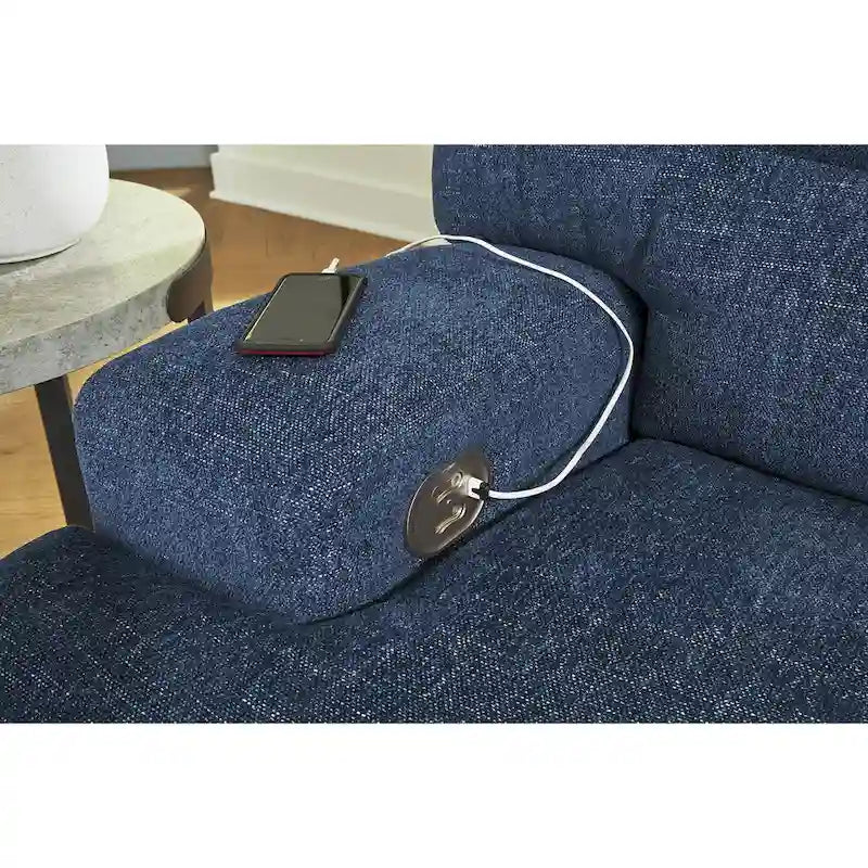 Signature Design by Ashley Acklen Place Blue 6-teiliges elektrisches Relaxsofa mit Chaiselongue – 137B x 124T x 42H