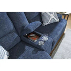 Signature Design by Ashley Acklen Place Blue 6-teiliges elektrisches Relaxsofa mit Chaiselongue – 137B x 124T x 42H