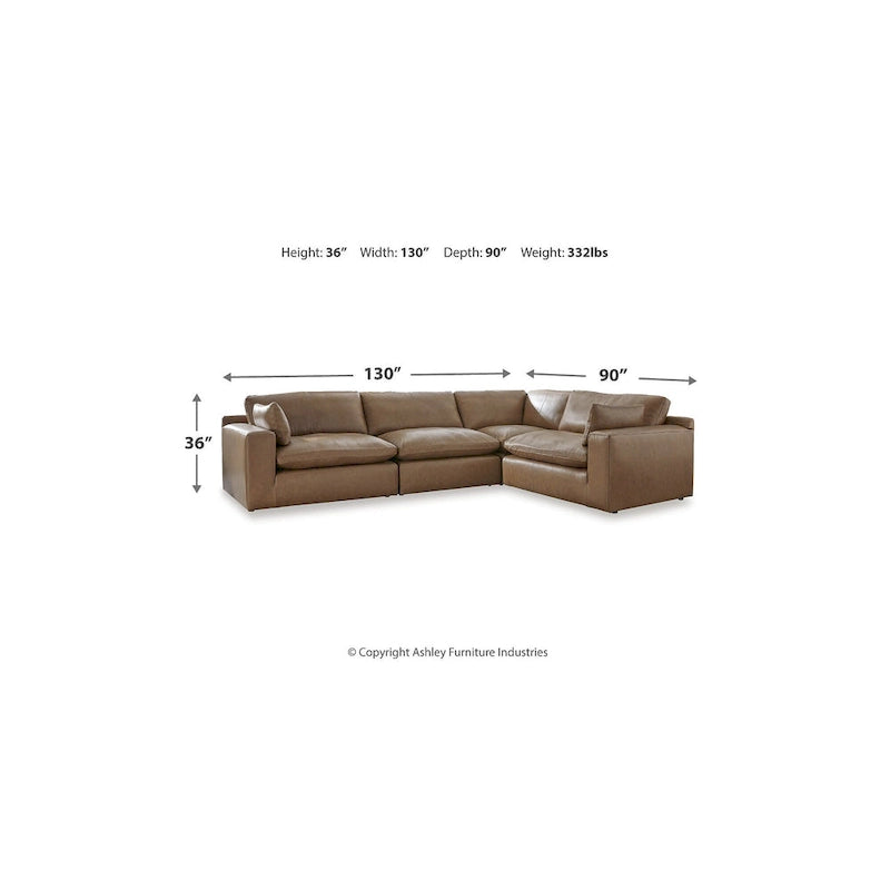 Signature Design by Ashley Emilia Brown 4-teiliges Sektionssofa – 130 B x 90 T x 36 H