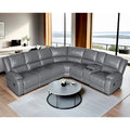 129 W Kunstleder 6-Sitzer Großes manuelles Relax-Sofa