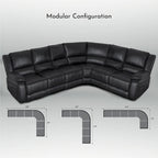 129 W Kunstleder 6-Sitzer Großes manuelles Relax-Sofa
