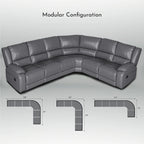 129 W Kunstleder 6-Sitzer Großes manuelles Relax-Sofa