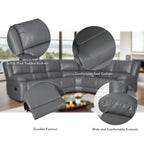 129 W Kunstleder 6-Sitzer Großes manuelles Relax-Sofa