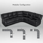 129 W Kunstleder 6-Sitzer Großes manuelles Relax-Sofa