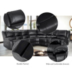 129 W Kunstleder 6-Sitzer Großes manuelles Relax-Sofa