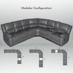 129 W Kunstleder 6-Sitzer Großes manuelles Relax-Sofa