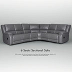 129 W Kunstleder 6-Sitzer Großes manuelles Relax-Sofa