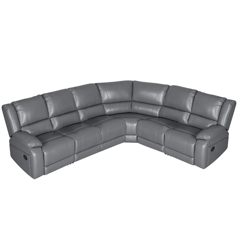129 W Kunstleder 6-Sitzer Großes manuelles Relax-Sofa
