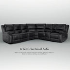 129 W Kunstleder 6-Sitzer Großes manuelles Relax-Sofa
