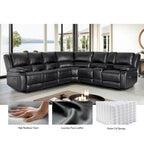 129 W Kunstleder 6-Sitzer Großes manuelles Relax-Sofa